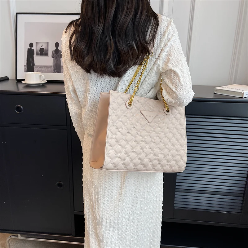 Big Capacity Women Bags Diamond Lattice Pattern PU Leather Shoulder Bag Brand Design Fashion Chain Crossbody Bag Female Handbags