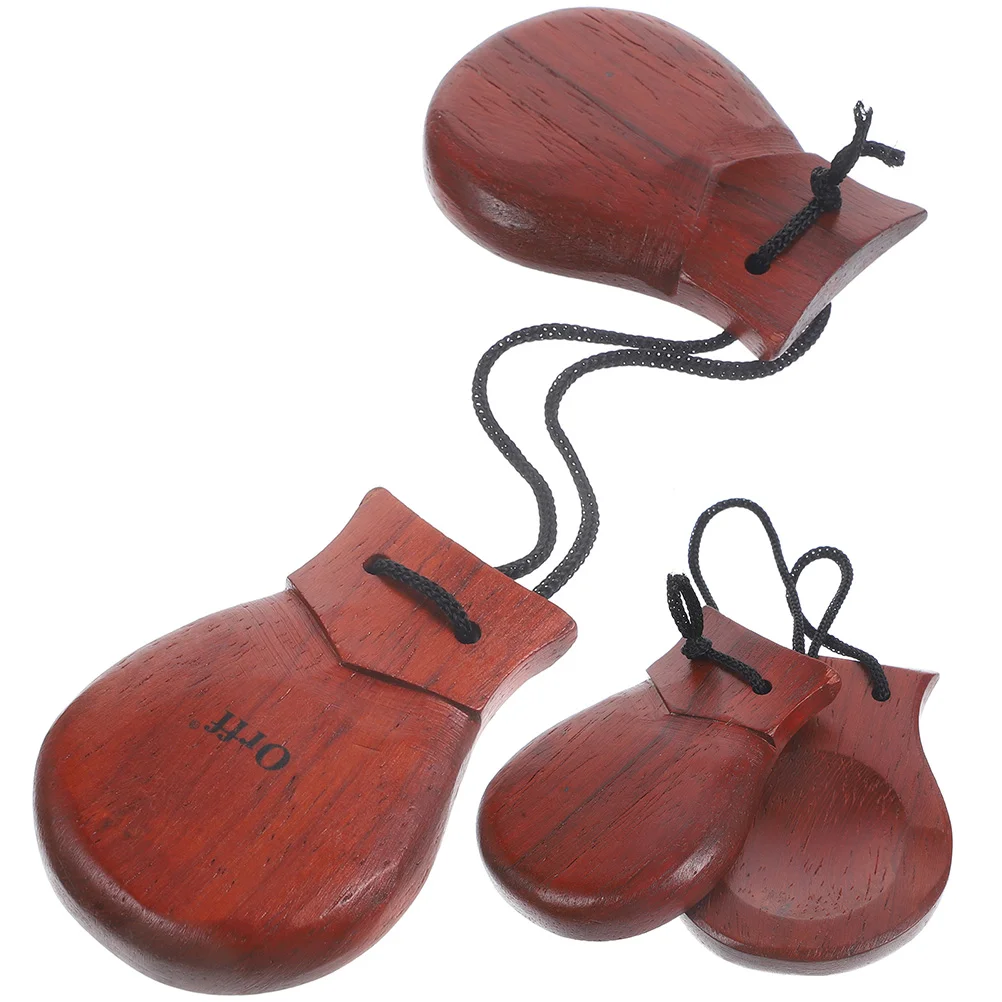 

2 Pcs Classroom Rewards Percussion Castanets Large Party Favors Handheld Pear Wood Adults Spanish