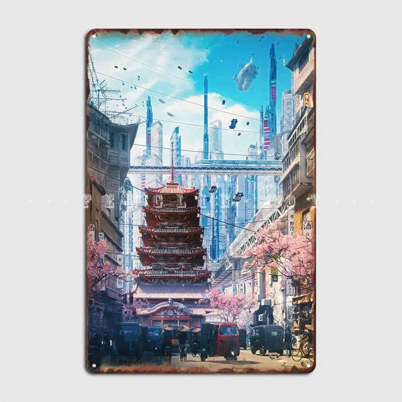 

Cherry Blossom Poster Metal Plaque Club Party Mural Design Plaques Tin Sign Poster