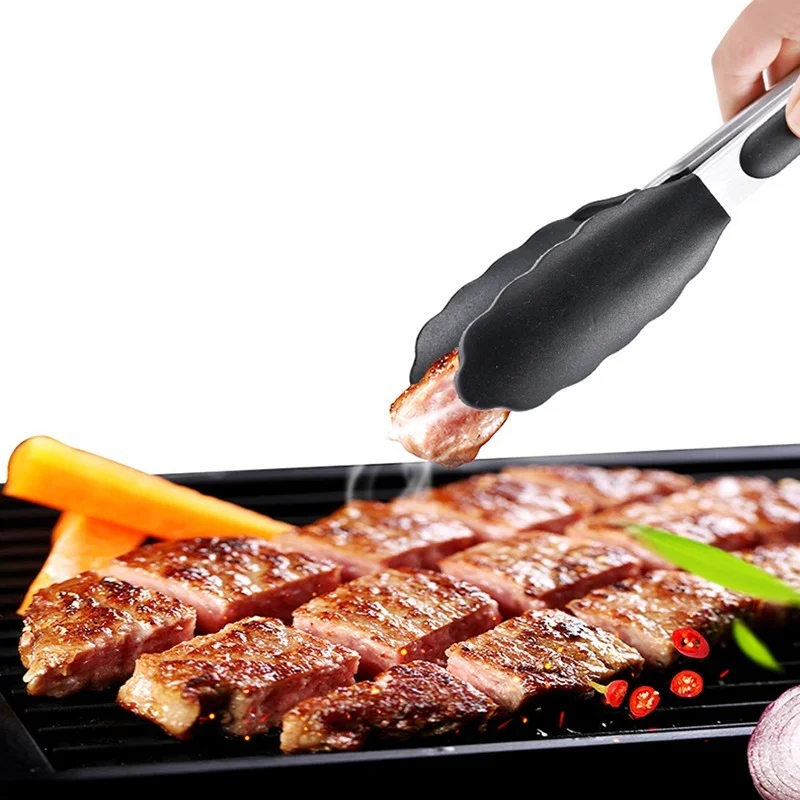 

Kitchen Silicone Food Tongs BBQ 12/9inch Grilling Salad Bread Serving Tong Non-Stick Kitchen Cooking Tong With Built-in Lock