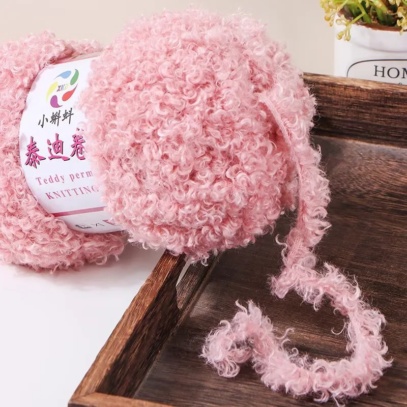 Фото 150 м мягкой пушистой кудрявой пряжи Teddy Curly Faux Yarn для волос кукол ручной работы, плюшевых игрушек, подушек, материалов для вязания крючком и спицами своими руками №3