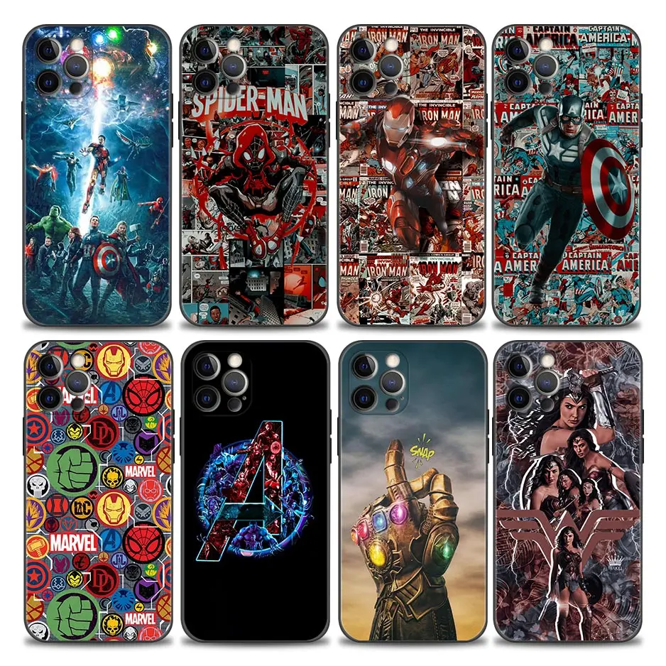 

Phone Case for iPhone 11 12 13 Pro Max 7 8 SE XR XS Max Case 5 5s 6 6s Plus Silicon Cover Marvel Avengers