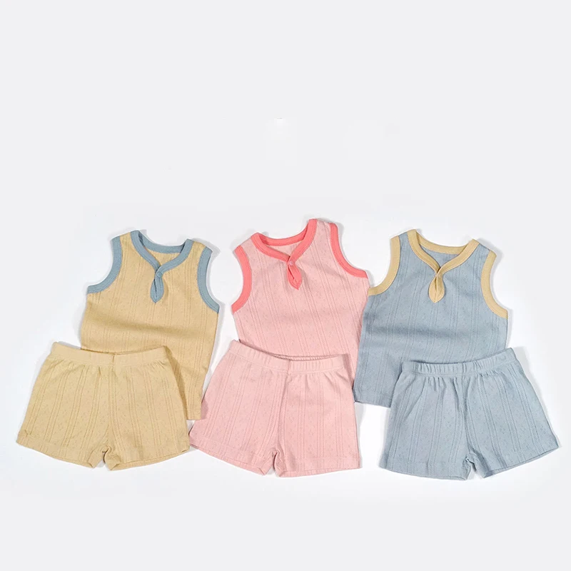 

Boys Baby Girls Summer Clothing Set 2022 New 2 Piece Cotton Soft Sleeveless Tops Baby Shorts Kids Casual Buckle Kids Clothing