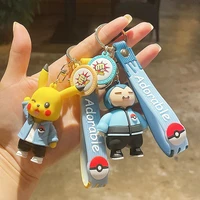 pikachu cute cartoon key chain epoxy schoolbag key pendants pokemon doll ornaments sweatshirt squirtle keychain