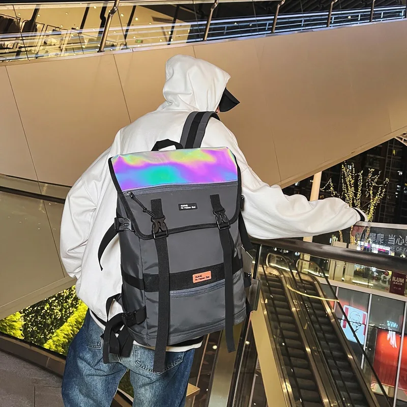 Reflective Harajuku Travel Sports Backpack Waterproof Fitness Duffle Bag Men Women Outdoor Beach GYM Cycling Bicycle Backpack