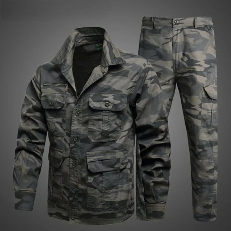 Summer Camouflage Suit Men's Thin Hunting shirts Jacket and cargo Trousers Tactical Military Cotton Breathable Multi-Pocket Suit