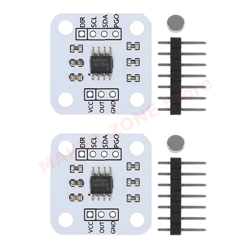 

2Pcs AS5600 Магнитный энкодер Магнитный индукционный датчик измерения угла Модуль 12-битная высокая точность