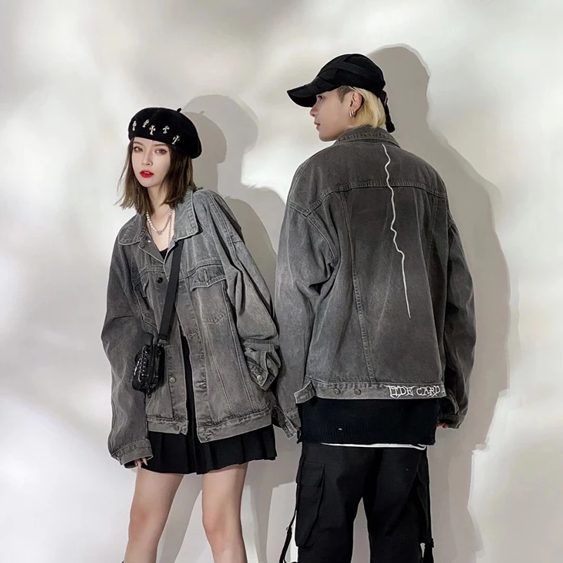 

Джинсовая куртка с вышивкой в стиле ретро для мужчин и женщин, свободная Светоотражающая Повседневная джинсовая куртка оверсайз, 3 м