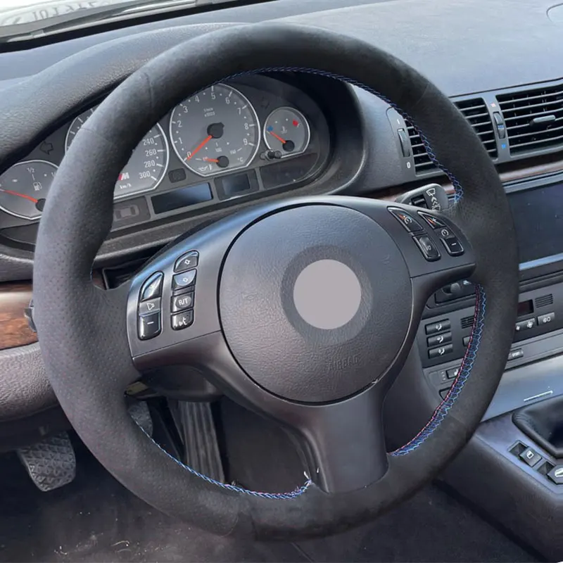 

Чехол на руль салона автомобиля для BMW M Sport M3 E46 Coupe 330i 2000-2006 M5 E39 540i 525i 530i 2000-2003, замшевая кожаная отделка