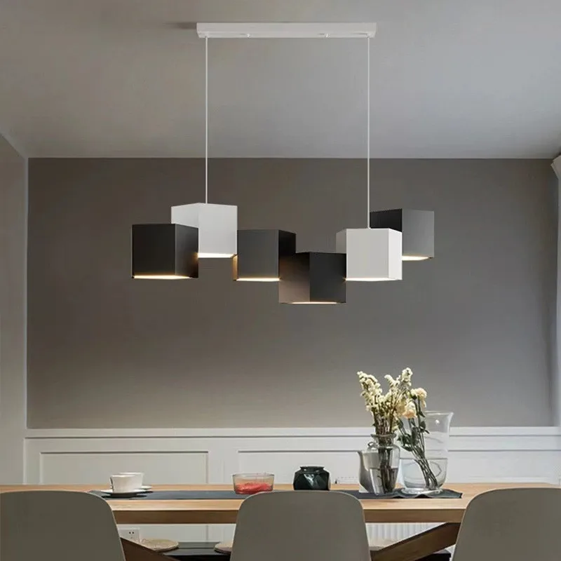 

Modern Simple Square Led Pendant Lights Minimalism Metal Suspend Lamps Dining Table Hanging Home Decor Indoor Lighting Fixtures