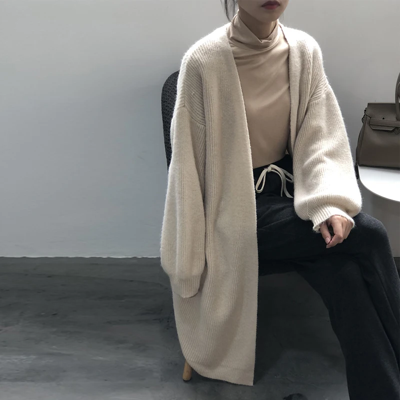 

Johnature New Korean Long Knitting Trench 2023 Autumn Winter Casual All Match Solid Color Loose Lazy Style Women Coats