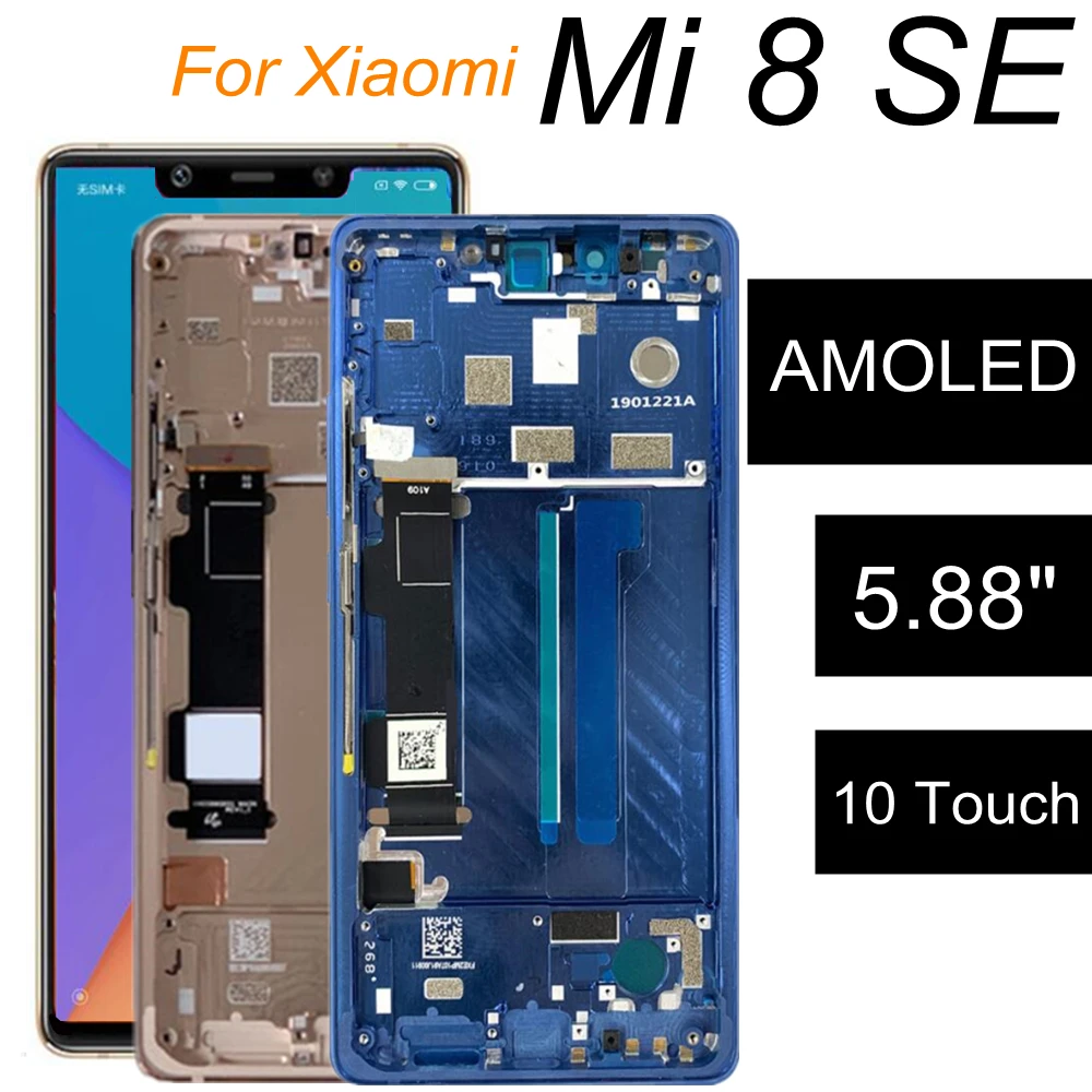 

5.88" Super AMOLED Mi8 SE MI8SE Display Screen With Frame For Xiaomi Mi 8 SE Lcd Display Touch Screen Digitizer Replacement