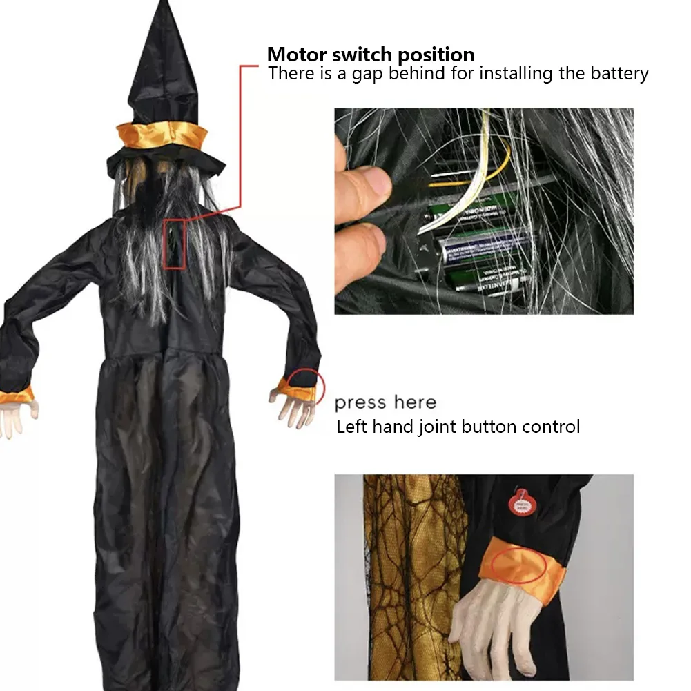 Хэллоуин подвесное украшение ведьмы со звуком и действий голосовое управление