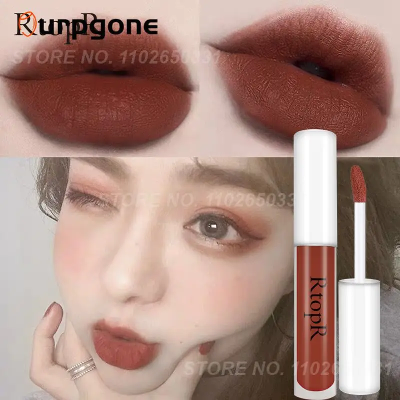 

RtopR Velvet Matte Lipstick Lip Gloss Waterproof Lasting Moisturizing Non Stick Cup Lip Glaze Foggy Lip Makeup Cosmetic TSLM1