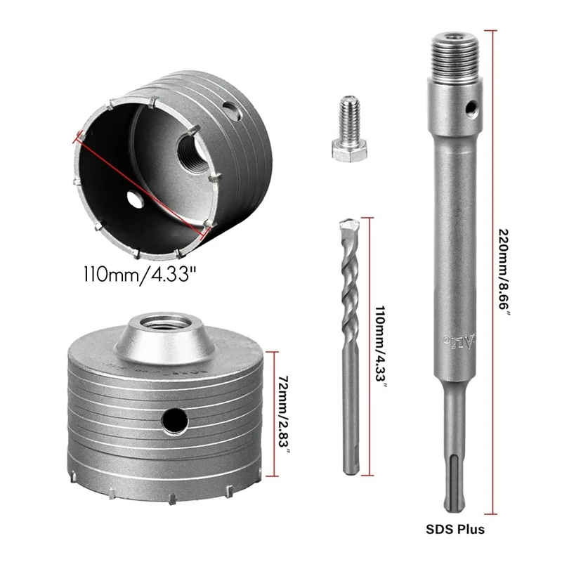 Наборы кольцевых пил для бетона 4-5/16 дюймов (110 мм) наборы сверл резки отверстий со