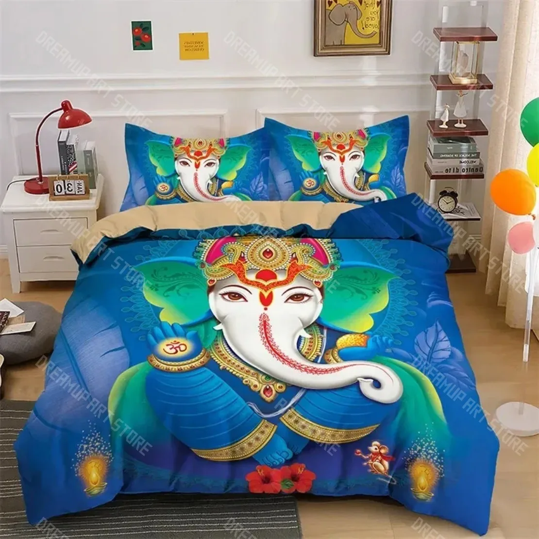 

Комплект постельного белья Богемия Мандала индийский слон Лорд Ганеша King