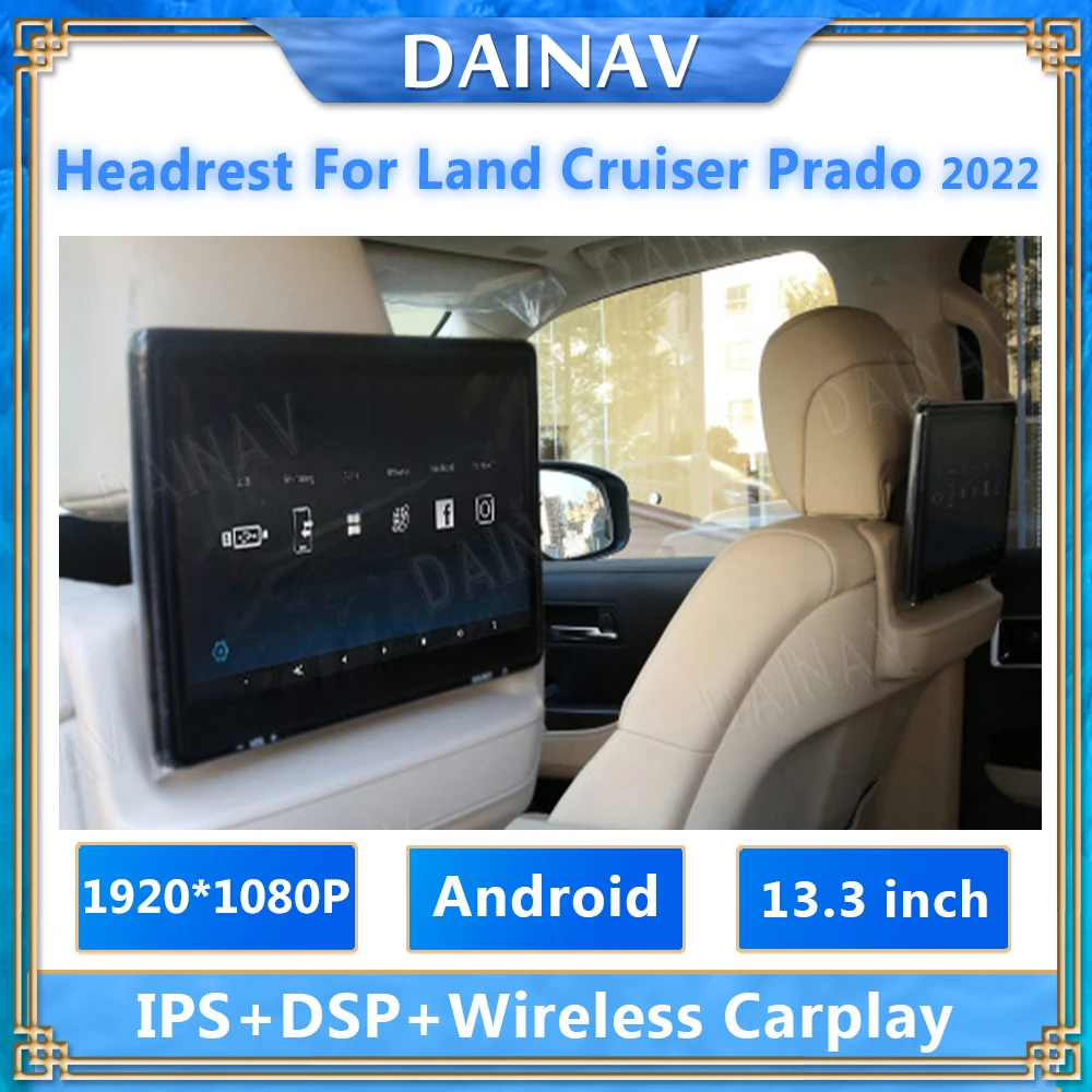 

13,3 дюймовый Android 11 для Land Cruiser LC300 2022 HD подголовник Автомобильный Стерео Радио мультимедийный плеер GPS навигация Carplay головное устройство
