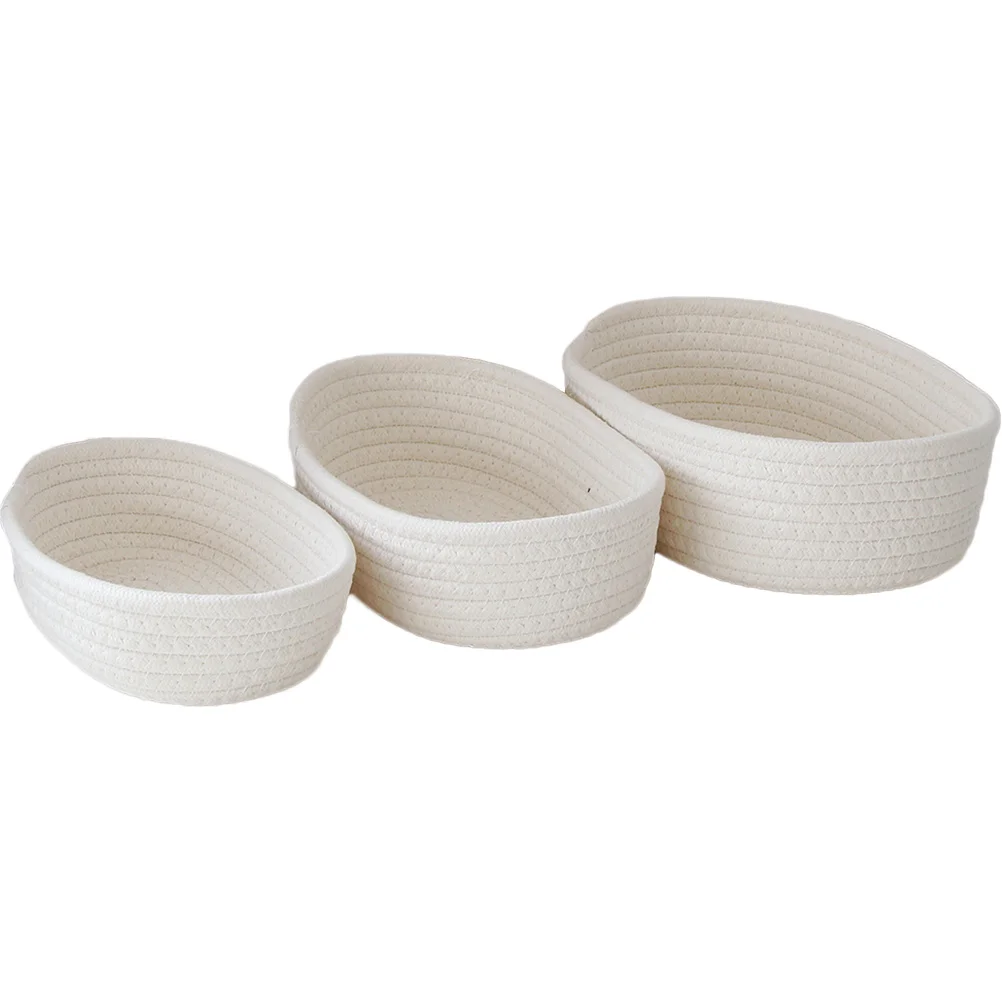 

3pcs Storage Baskets Woven Storage Baskets Weaving Container for Sundries Books