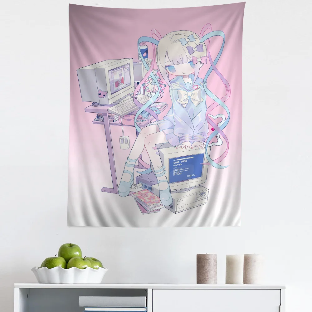 N-Needy Girl Overdose Game Anime Tapestry Cheap Hippie Wall Hanging Bohemian Tapestries Mandala Home Decor