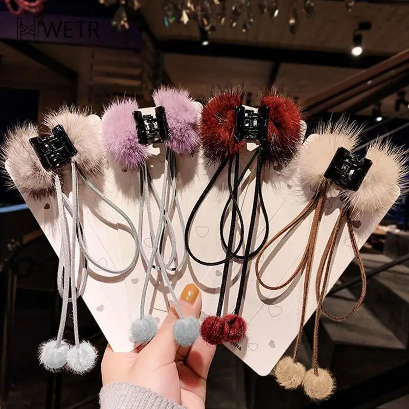 

Winter Women Elegant Hairball Bow Ribbon Hair Claws Sweet Hair Decorate Headband Hair Clips Fashion Hair Accessories