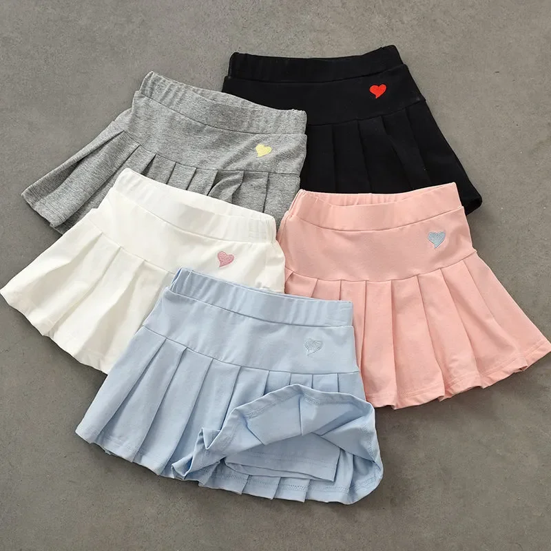 Baby Girls Skirt  Kids Pleated Skirts with Safety Pants Teenagers Dance Mini Skirt Children Girl Clothes 3 To 14year