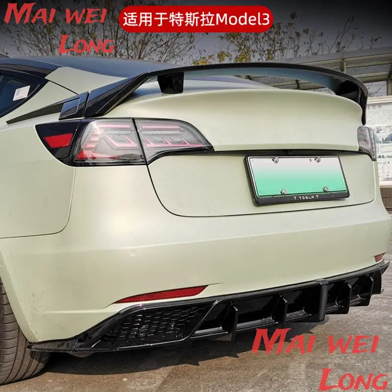 Для Tesla Model 3 Sedan 2017-2019 4-дверный задний бампер диффузор для губ ABS углеродное