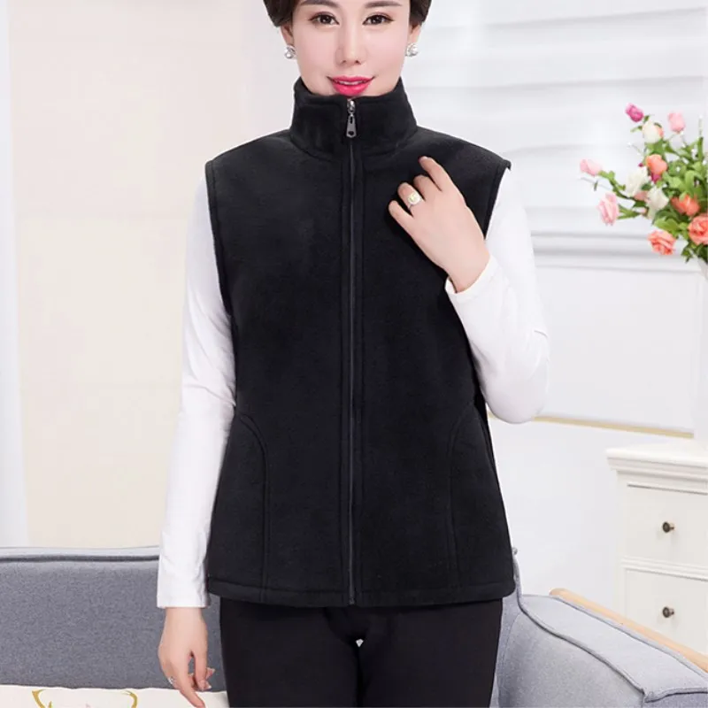 

2022 New Women Vests Autumn Korean Loose Size Sleeveless Jacket Ladies Fashion Zipper Casual Waistcoat Female Black