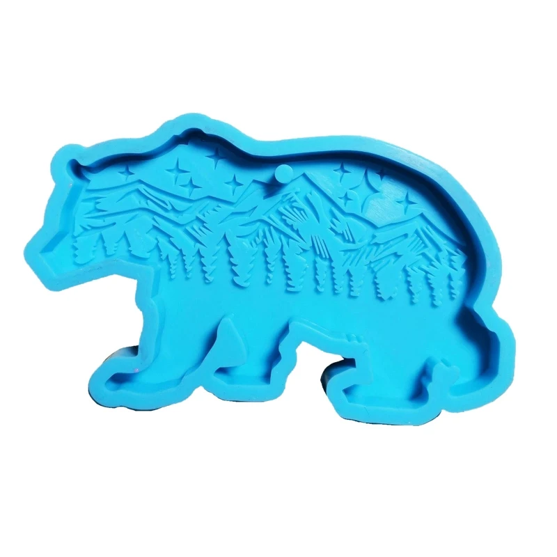 

Cute Flat Bear Forest Keychain Silicone Mold with Hole for DIY Trinket Pendant