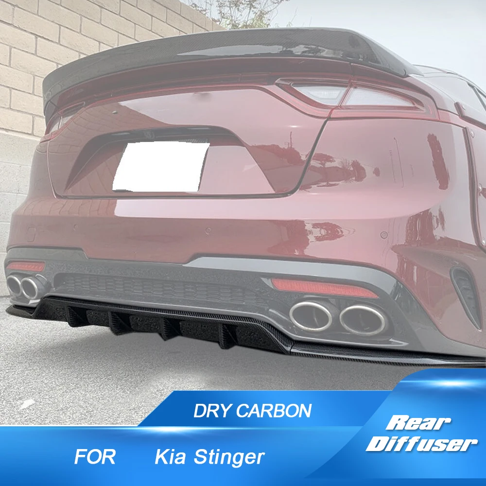 Фото Задний бампер, диффузор, спойлер для KIA Stinger GT EX Hatchback, 4-дверный 2018-2022, задний диффузор из углеродного волокна, защита спойлера №1