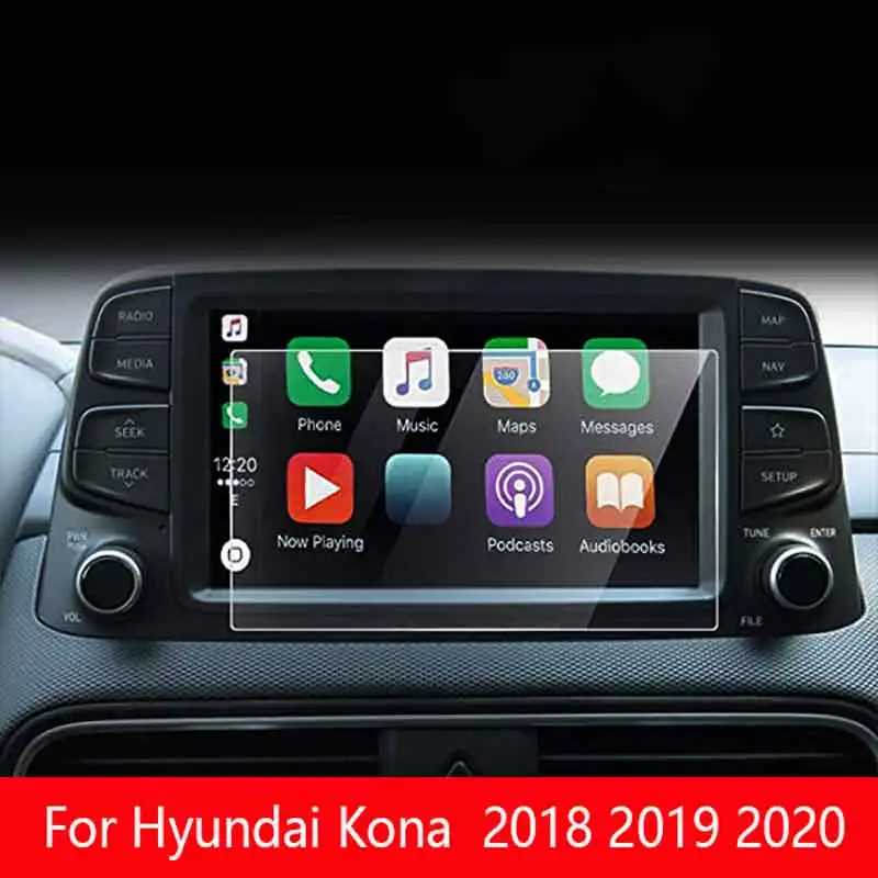 For Hyundai Kona Car GPS Navigation 2018 2019 2020 Tempered Glass Screen Protective Film Auto Interior Anti-scratch Film Fitting