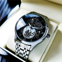 mens watch high end brand hollowed out star sky fully automatic mechanical watch refined steel butterfly button trend watch