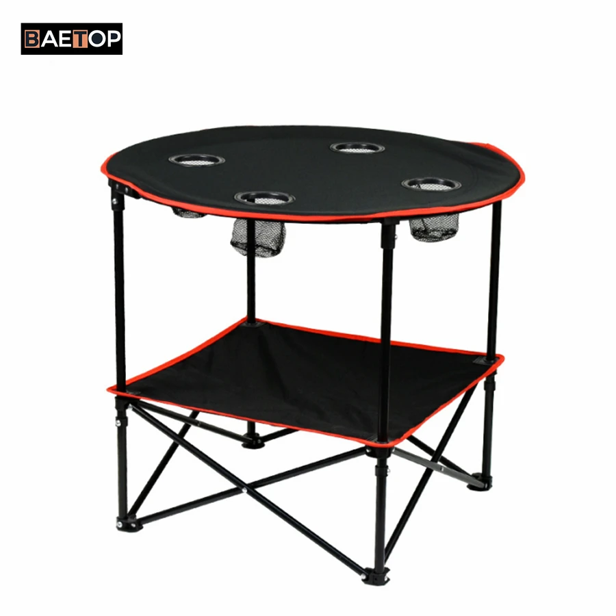 

Portable Camping Folding Table Waterproof Canvas Picnic Beach Tables for Outdoor Campfires Tailgating With 4 Foot and Carry Bags