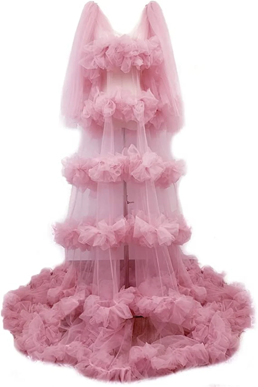 Tulle Puffy Maternity Dress for Photoshoot V-Neck Maternity Gown Pregnancy Photoshoot