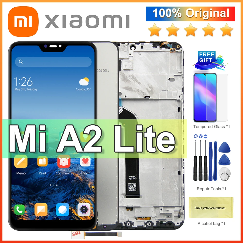 

ЖК-дисплей 5,84 дюйма для Xiaomi Mi A2 Lite, с рамкой, дигитайзер, сенсорный экран, Замена для Xiaomi MiA2 Lite, дисплей