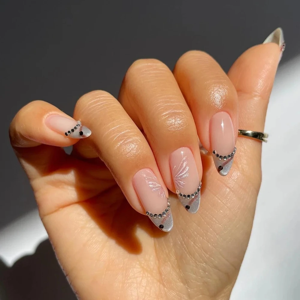 Маникюрные ногти ручной работы среднего размера с миндалем 10 шт. набор клейких