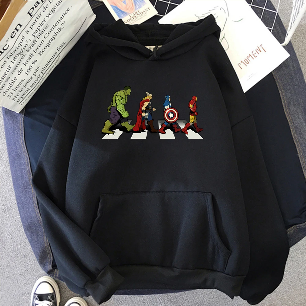 

Superhero Marvel Cartoon Funny Hoodies Mens Disney Fashion Hooded Autumn Warm Fleece Hoodie Streetwear Casual Sweatshirts Men