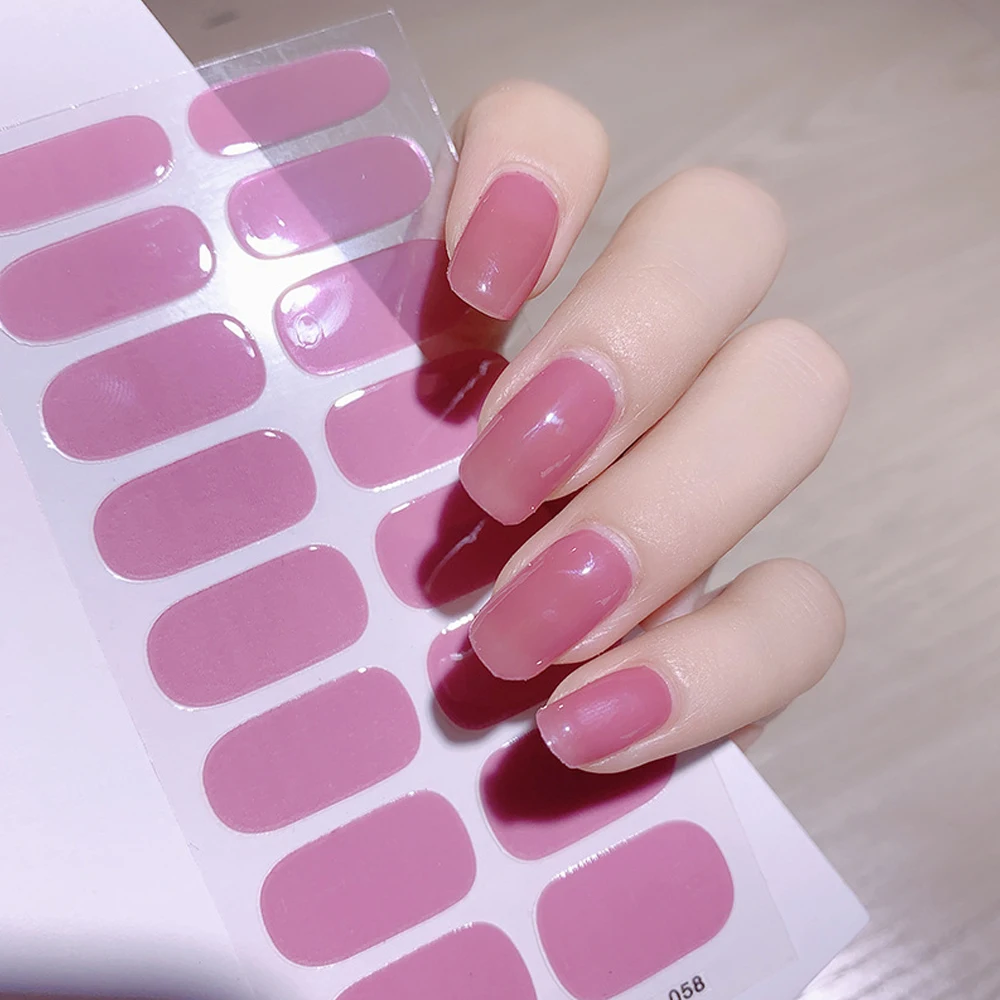 16Tips Горячие полуотвержденные гелевые наклейки для ногтей черного цвета