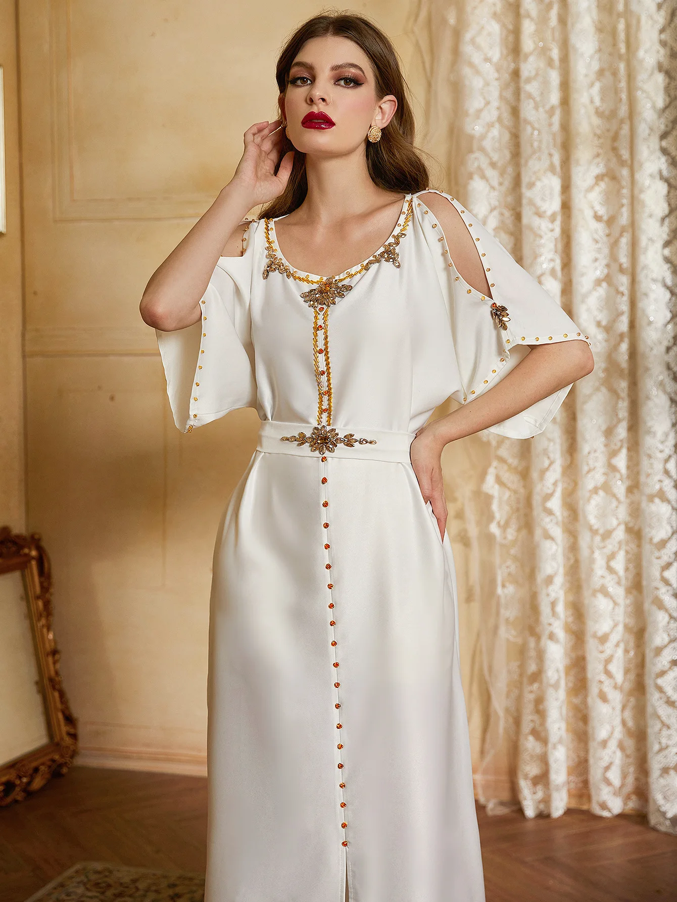 Caftan Marocain Abaya Dubai Evening Dresses for Women Turkey Islam off shoulder Muslim Hijab Dress Kaftan Robe Djellaba Femme