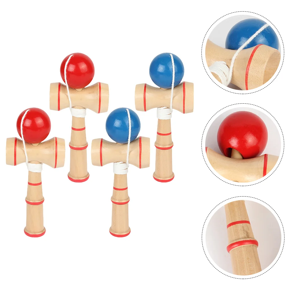

4Pcs Interesting Japanese Kendama Toys Wooden Educational for Gift Children Kids
