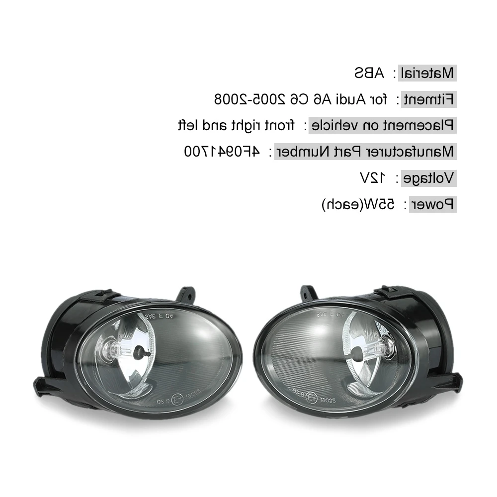

Пара автомобисветильник передних противотуманных фар для Audi A6 C6 2005-2008 4F0941700 / 4F0941699