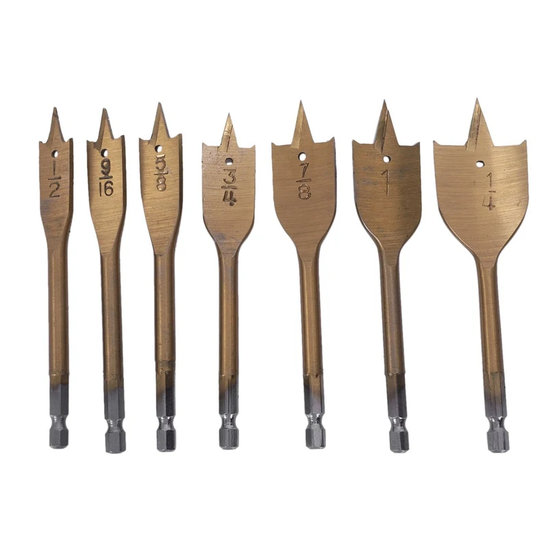 

Premium Drill Bit Set,Home Tool Kit, 7Pcs Flat Drills Set,Metric Spade Paddle
