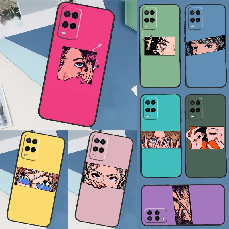 Pop art Anime Girl эстетика чехол для OPPO A5 A9 A31 A53 A52 A72 A15 A16 A17 A57 A77 A54 A74 A94 A76 A96 A53S A54S A57S