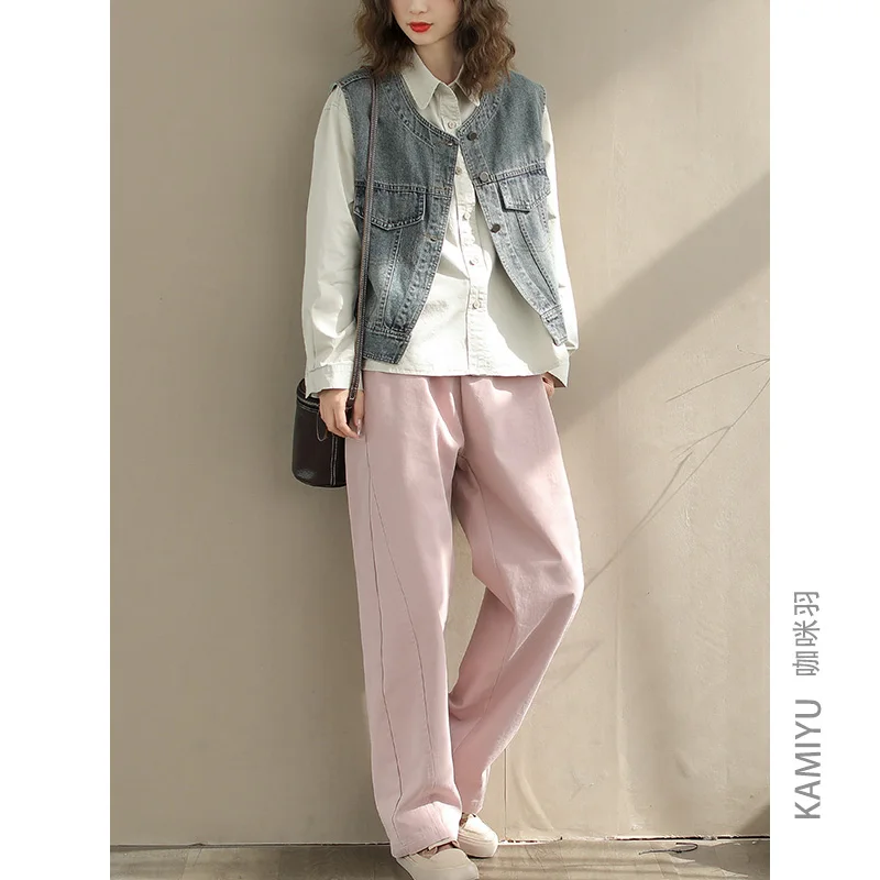 Осенний новый джинсовый жилет в стиле ретро маленький свободный уменьшающий