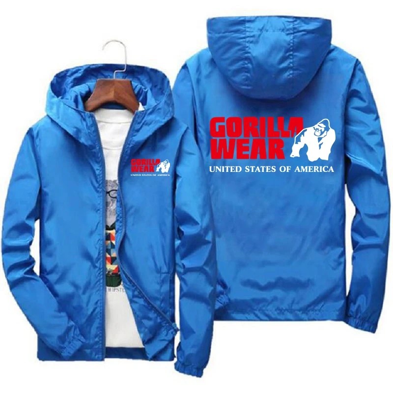 

Harajuku Hooded Men's Jacket Coat Gorilla wear logo print punk style men's windproof waterproof jacket Casual Sports Jacket