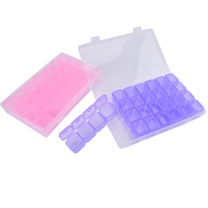 

Прозрачный Блестящий Стразы для дизайна ногтей, 28 ячеек, контейнер для хранения ювелирных изделий