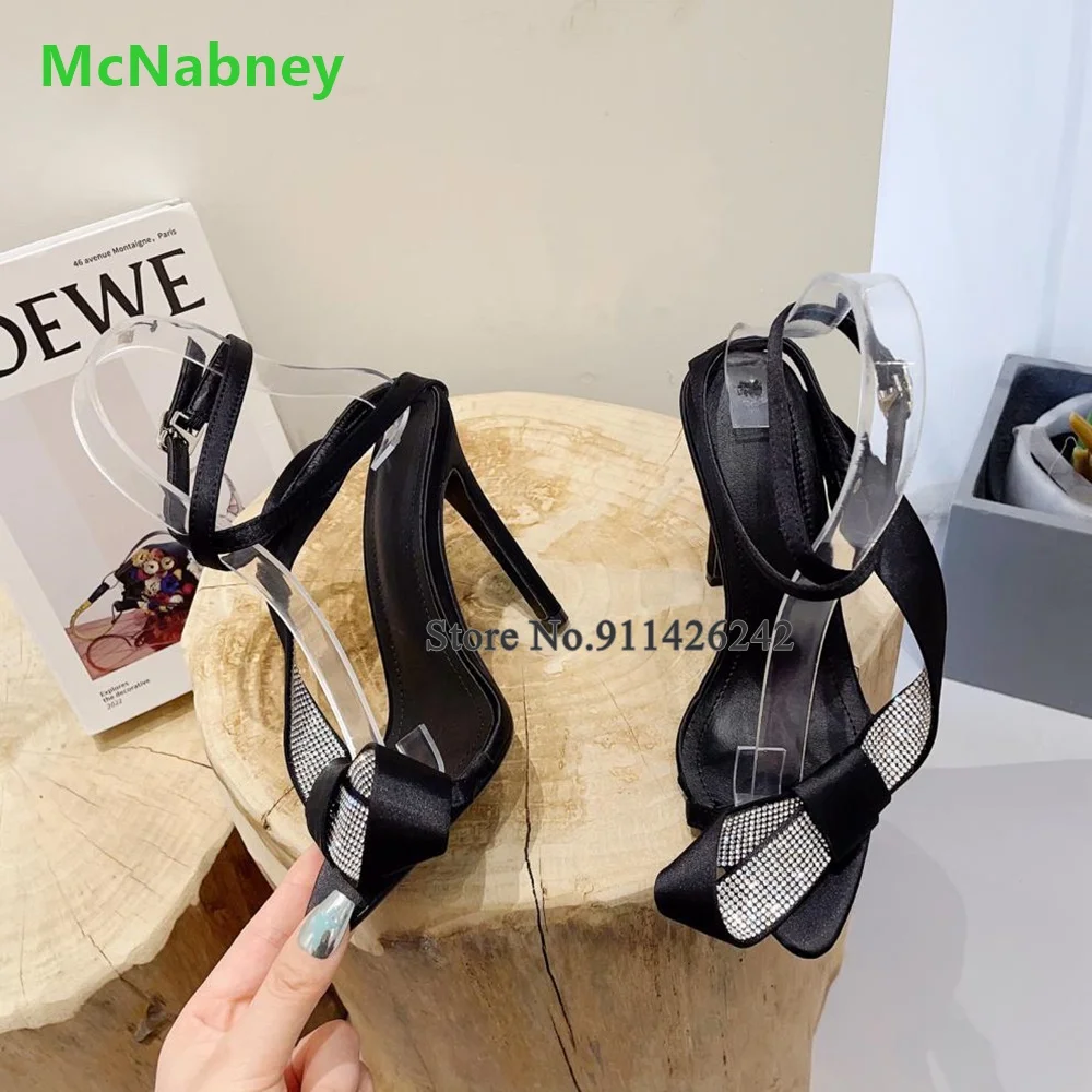 Crystal Flower Ankle Front And Rear Straps Sandals For Female Women Peep Toe Silks And Satins Fabric Sexy Elegant Fshion Shoes