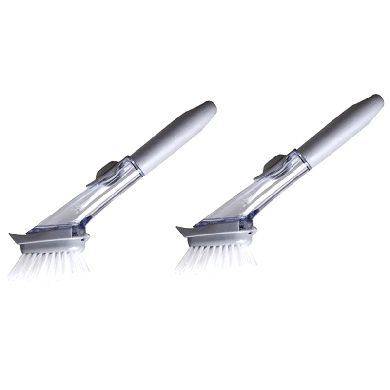 

2Pcs Dish Brush Dish Scrubber Kitchen Dish Scrub Brush With Handle Dish Cleaning Brush Dish Wand For Dishes/Pots - Grey