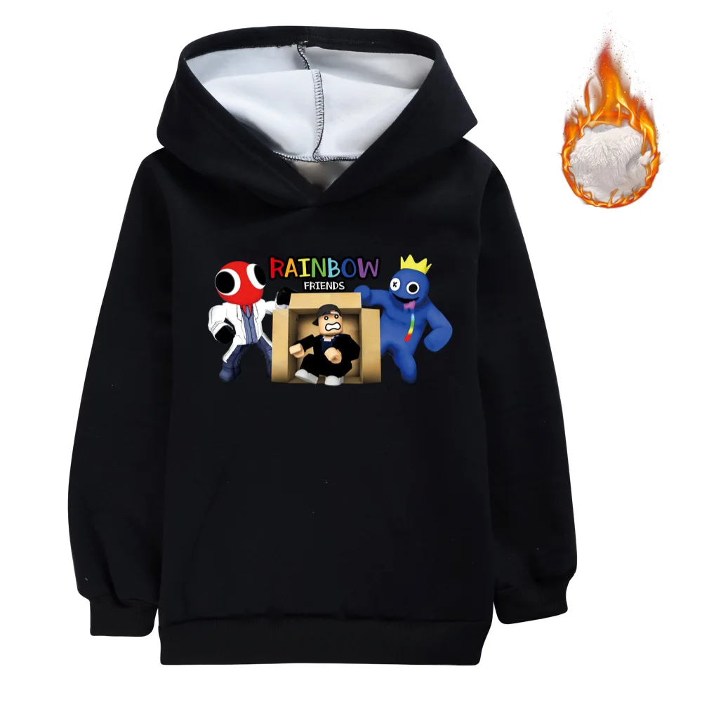 

Autumn Winter Baby Girls Hoodie Kids Sweater Shirt Rainbow Friends Long Sleeve T-Shirt Children Tops Plush Sweater Child T-shirt