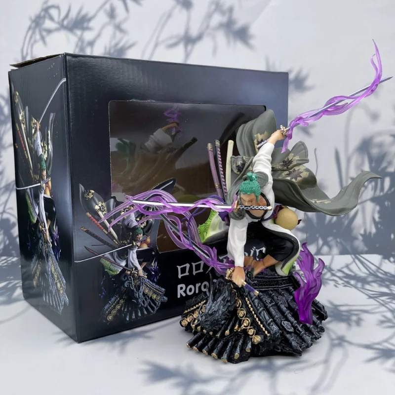 

One Piece One Piece and Country Roof Zoro Kimono Three Knife Flow Anime Boxed Cartoon Hand-made Model Ornament Ornament