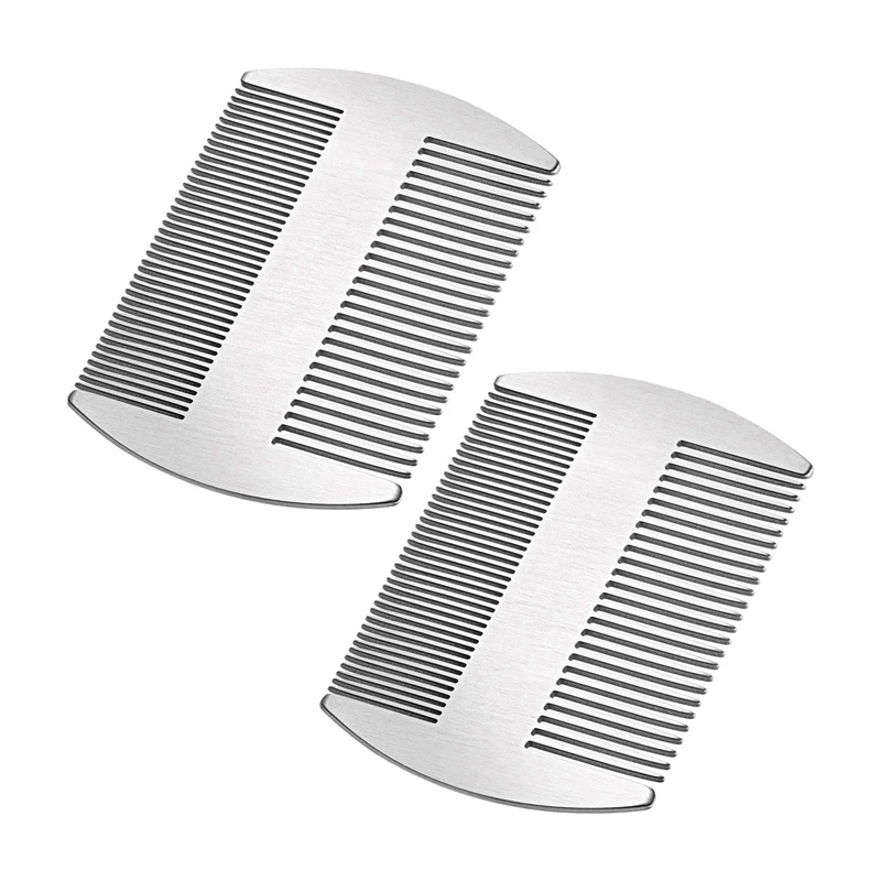 

2 Pcs Silver Stainless Dual Action Stainless Steel Comb Hair Styling Cutting Hair Comb